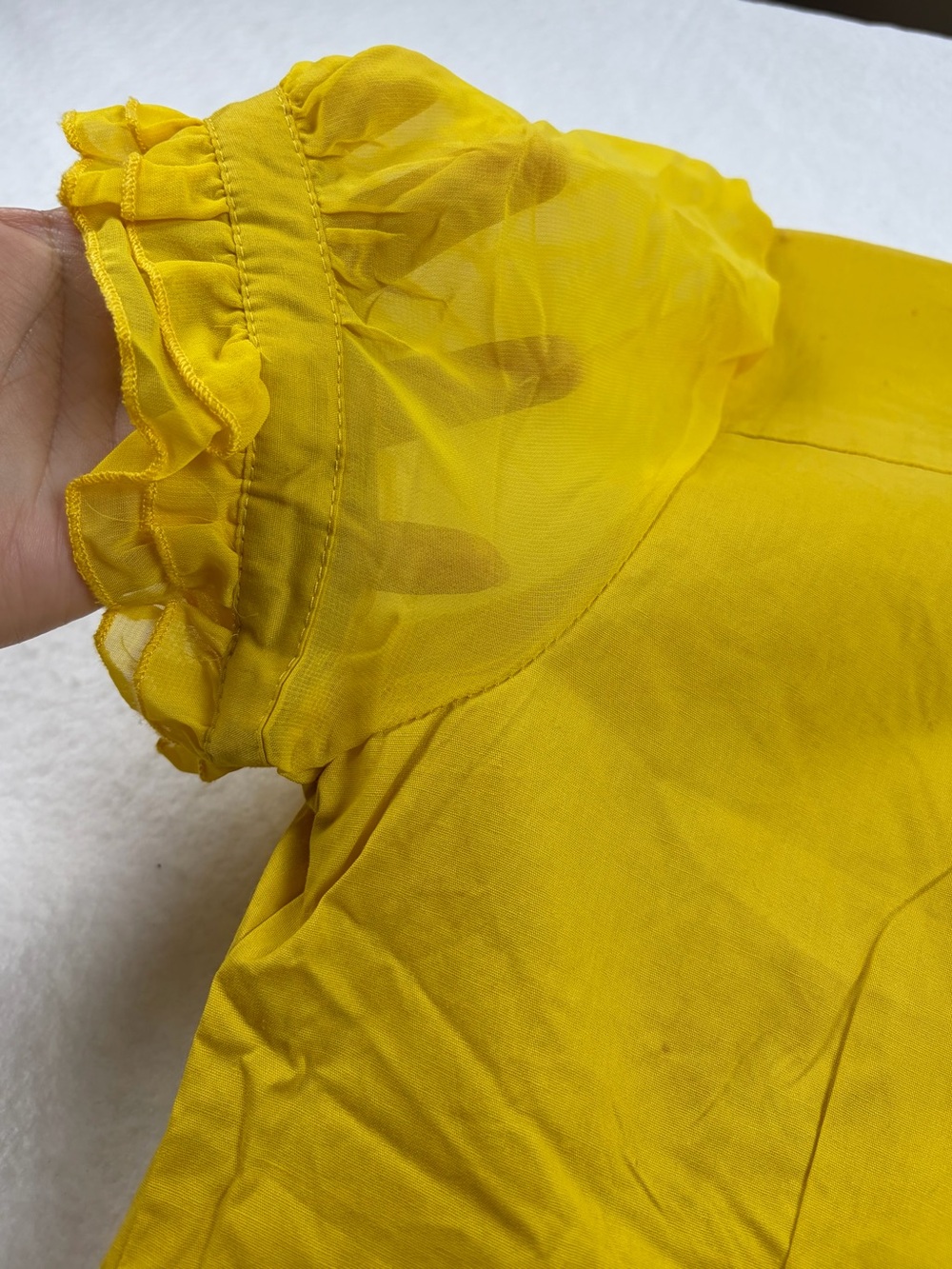 paper tee Yellow Ruffle Button-Front Blouse - Picture 5 of 6